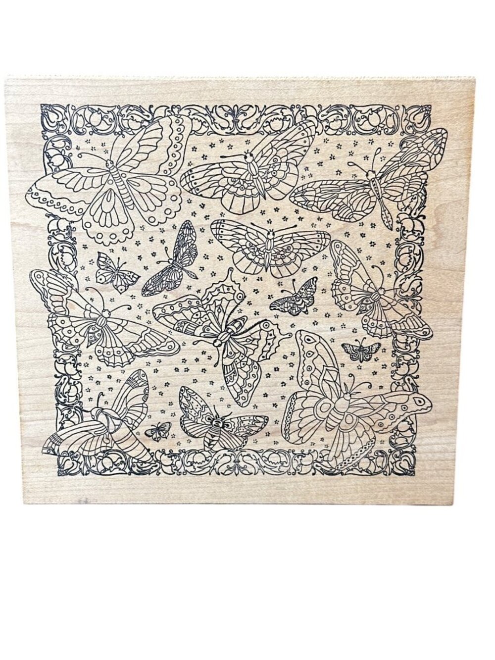 Magenta Rubber Stamps XL 7.5" x 7.5" Butterfly Pattern Wood Rubber Stamp